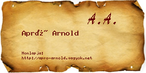 Apró Arnold névjegykártya